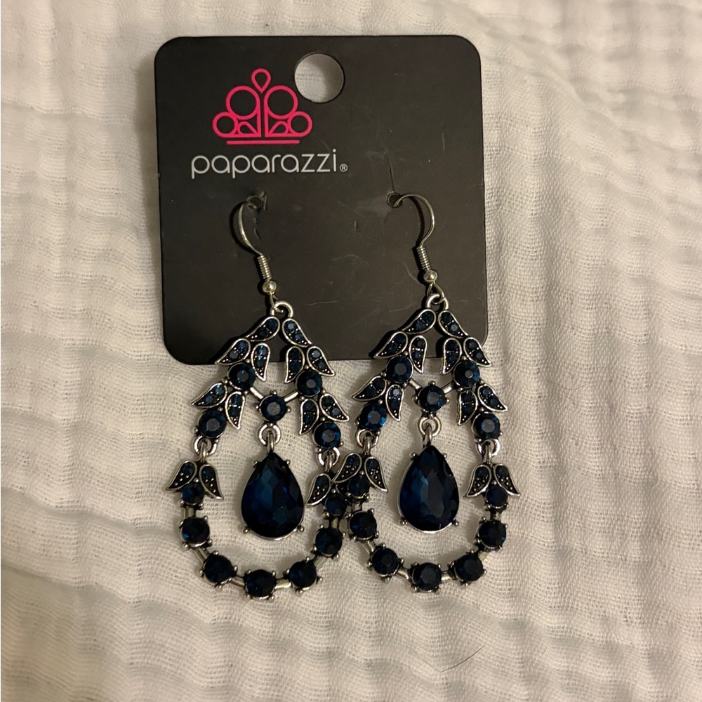 Paparazzi Deep Navy Teardrop Chandelier Earrings